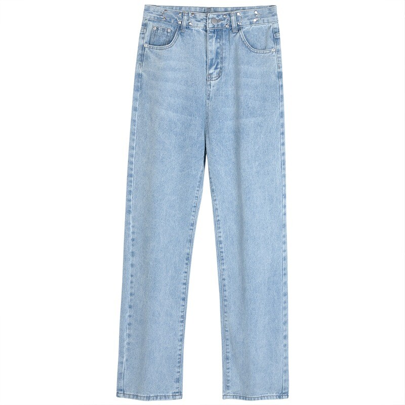 Vintage ravne traperice Ženske traper hlače za jesen proljeće Modne traperice širokih nogavica Baggy traperice