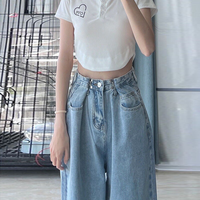 Vintage ravne traperice Ženske traper hlače za jesen proljeće Modne traperice širokih nogavica Baggy traperice