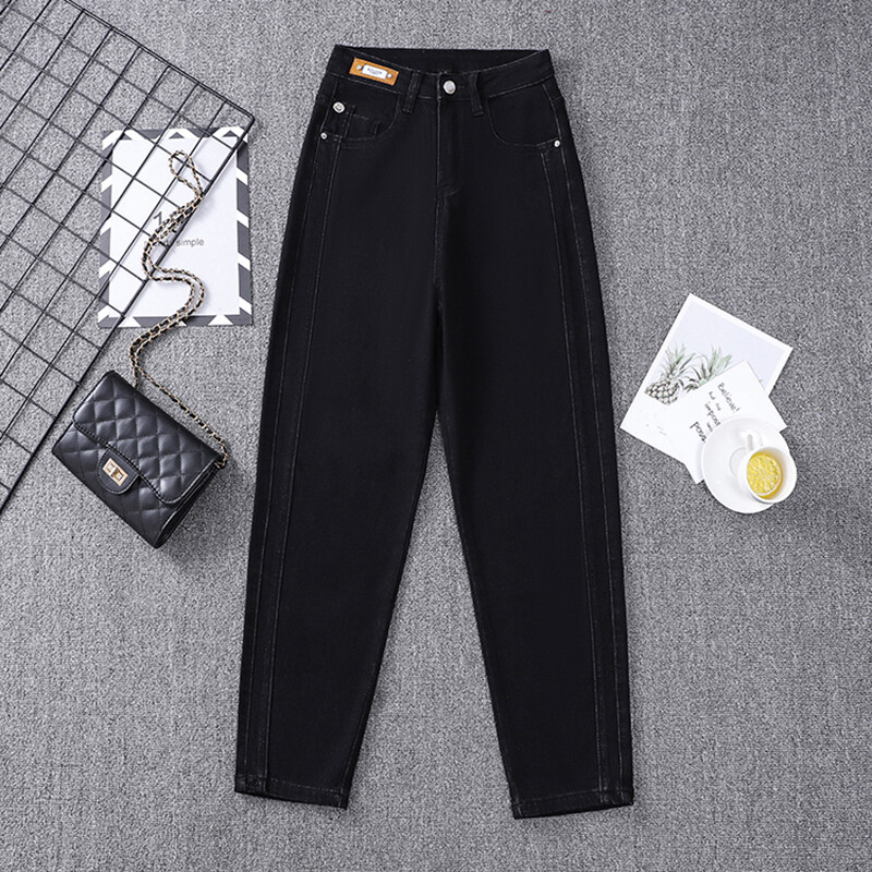 Rastezljive patchwork traperice za žene Harem hlače s visokim strukom Ženske široke, ležerne traperice Mujer Jesen