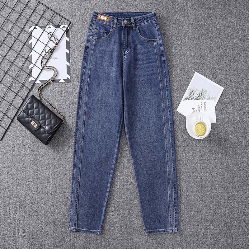 Rastezljive patchwork traperice za žene Harem hlače s visokim strukom Ženske široke, ležerne traperice Mujer Jesen