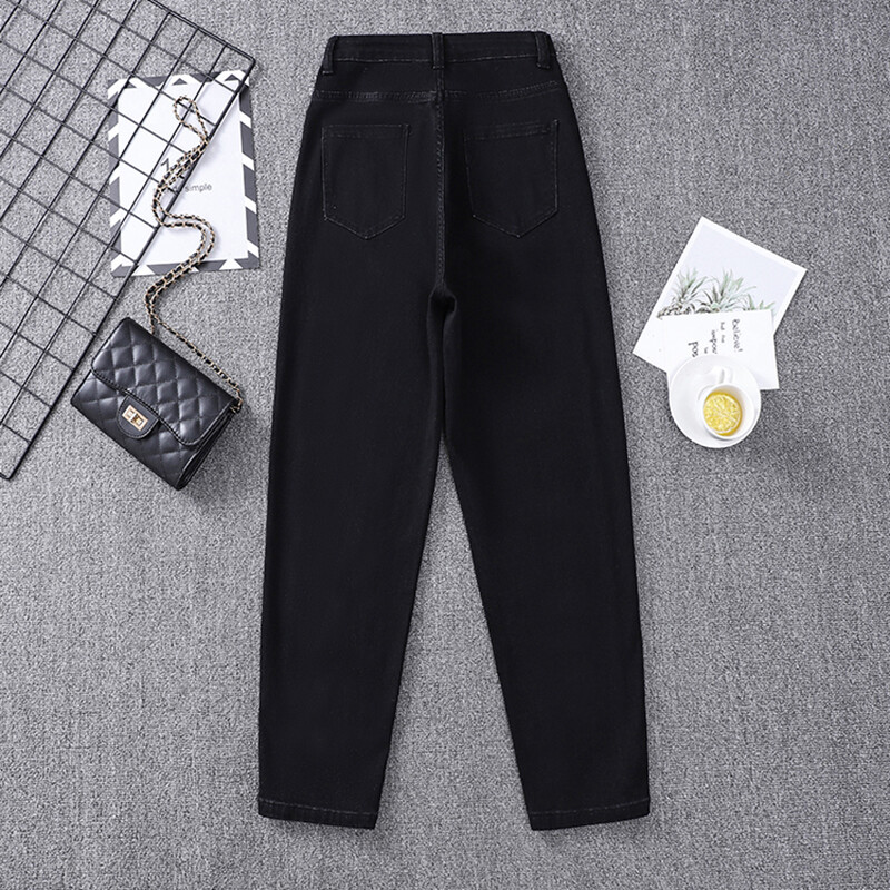 Rastezljive patchwork traperice za žene Harem hlače s visokim strukom Ženske široke, ležerne traperice Mujer Jesen