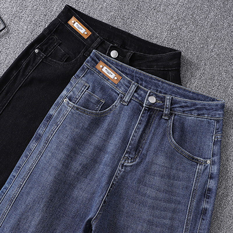 Rastezljive patchwork traperice za žene Harem hlače s visokim strukom Ženske široke, ležerne traperice Mujer Jesen