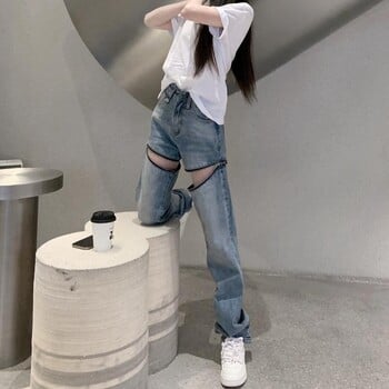 Καλοκαιρινό αποσπώμενο φερμουάρ Two Wear Ripped Wide Leg Jeans Γυναικείο σχέδιο Sense Σορτς Spice Girl Sweet Cool Παντελόνι