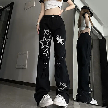 Νέο Micro-La American Star Jeans Female ins Trend Joker Y2k High Waist Slim Χαλαρό ίσιο με φαρδύ πόδι Casual Παντελόνι Long Pant Girl