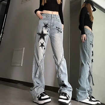 Νέο Micro-La American Star Jeans Female ins Trend Joker Y2k High Waist Slim Χαλαρό ίσιο με φαρδύ πόδι Casual Παντελόνι Long Pant Girl