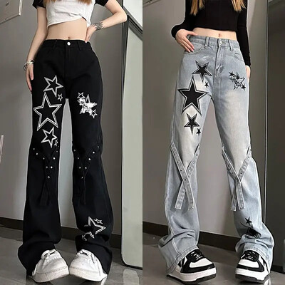 Νέο Micro-La American Star Jeans Female ins Trend Joker Y2k High Waist Slim Χαλαρό ίσιο με φαρδύ πόδι Casual Παντελόνι Long Pant Girl