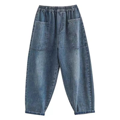 Nove Boyfriend retro traperice Ženske harem hlače visokog struka Široke rastezljive traperice velikih džepova Mujer C449