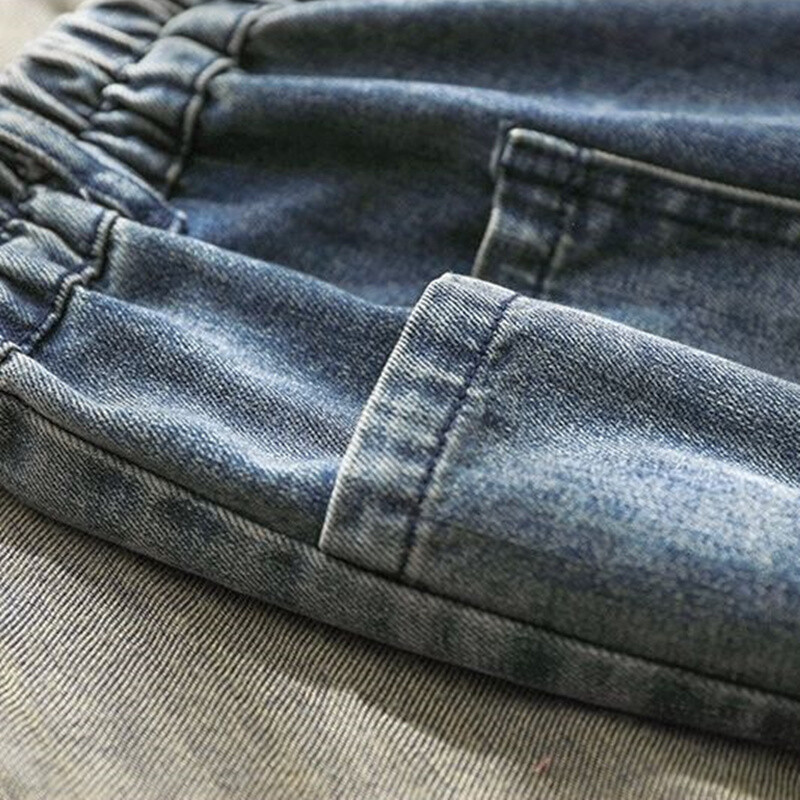 Nove Boyfriend retro traperice Ženske harem hlače visokog struka Široke rastezljive traperice velikih džepova Mujer C449