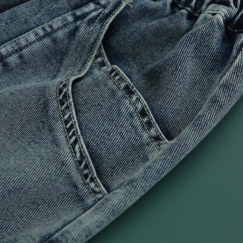 Vrećaste harem traperice do gležnja, starinske elastične hlače visokog struka Vaqueros Ženske traper hlače širokih nogavica Prevelike korejske pantalone 2023.