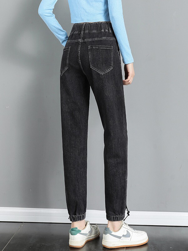 Streetwear ψηλόμεσο Jogger Harem Jeans Γυναικεία casual Vintage τζιν φούτερ Κορεάτικο παντελόνι Vaqueros με κορδόνι Νέο