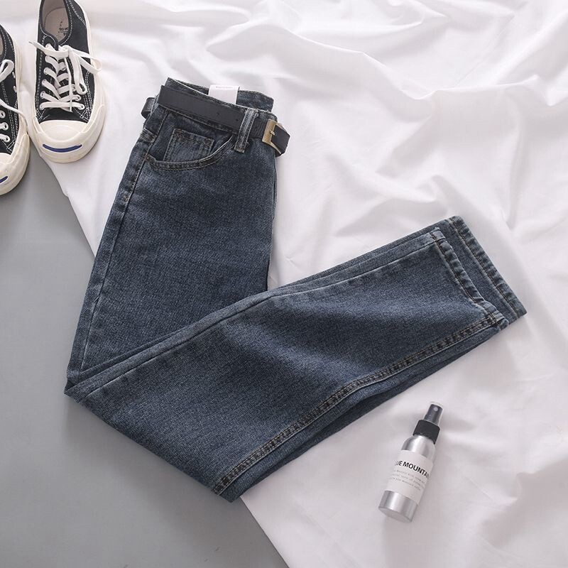 Chic bež harem traperice visokog struka Ženske ležerne vintage ravne traper hlače Korejska modna ulična odjeća Klasične Jednobojne Vaqueros Novo