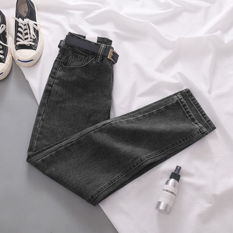 Chic bež harem traperice visokog struka Ženske ležerne vintage ravne traper hlače Korejska modna ulična odjeća Klasične Jednobojne Vaqueros Novo