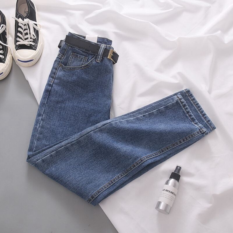 Chic bež harem traperice visokog struka Ženske ležerne vintage ravne traper hlače Korejska modna ulična odjeća Klasične Jednobojne Vaqueros Novo