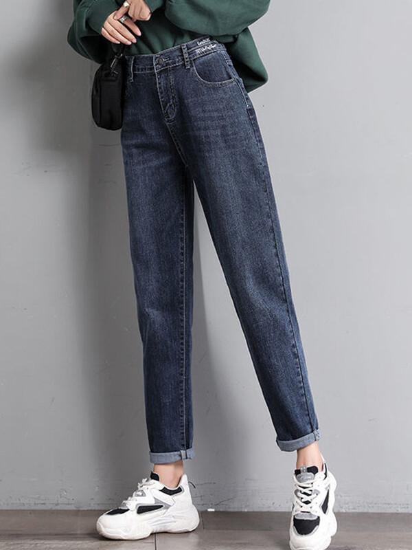 Vrećaste harem traperice s elastičnim visokim strukom Ženske ležerne vintage rastezljive traper hlače Korejska modna ulična odjeća Velika veličina 33 Vaqueros Novo