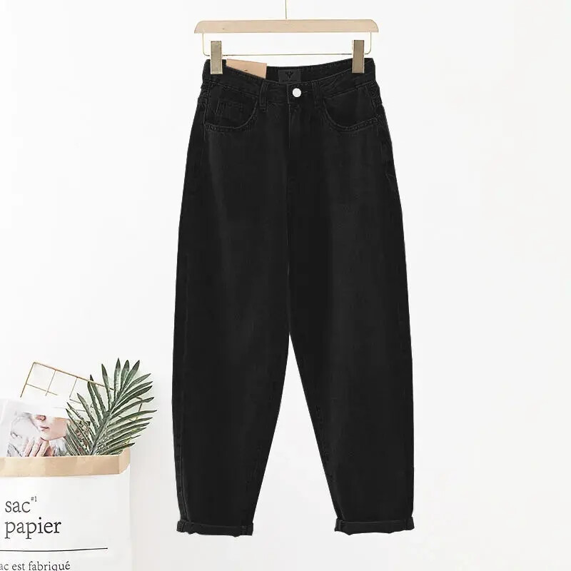 Κορεάτικη μόδα ψηλόμεσο τζιν Γυναικεία ρούχα Stretch Streetwear Παντελόνι Χαρέμι Vintage Loose φαρδύ τζιν τζιν C472
