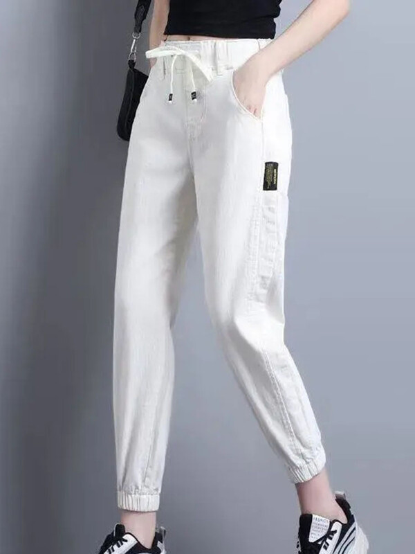 Proljeće jesen Harem traperice za žene do gležnja visokog struka Vaqueros Fashion Streetwear traper hlače Baggy Ležerne traperice za trčanje