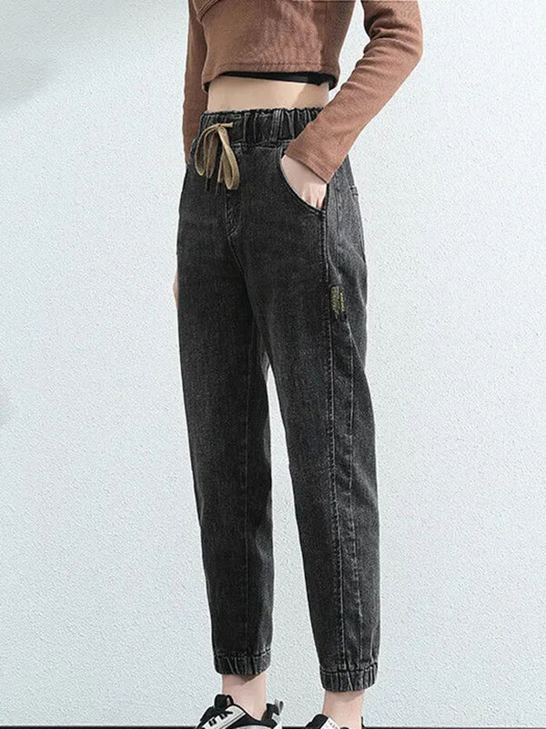 Proljeće jesen Harem traperice za žene do gležnja visokog struka Vaqueros Fashion Streetwear traper hlače Baggy Ležerne traperice za trčanje