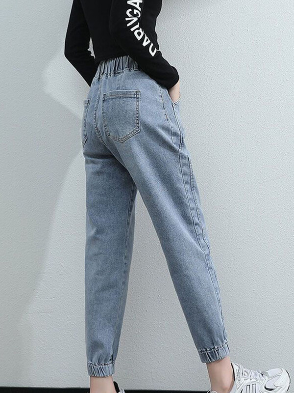 Proljeće jesen Harem traperice za žene do gležnja visokog struka Vaqueros Fashion Streetwear traper hlače Baggy Ležerne traperice za trčanje