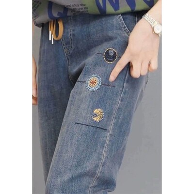 Traper velike veličine Haren jeans ženske elastične široke hlače za mršavljenje proljeće i jesen ležerni vez Ženske hlače pantalones de mujer