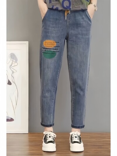 Traper velike veličine Haren jeans ženske elastične široke hlače za mršavljenje proljeće i jesen ležerni vez Ženske hlače pantalones de mujer