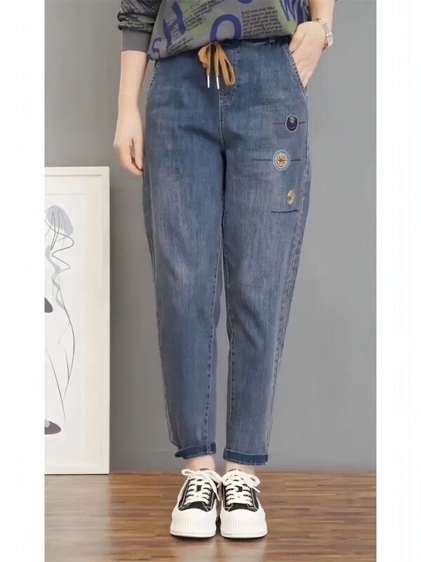 Traper velike veličine Haren jeans ženske elastične široke hlače za mršavljenje proljeće i jesen ležerni vez Ženske hlače pantalones de mujer