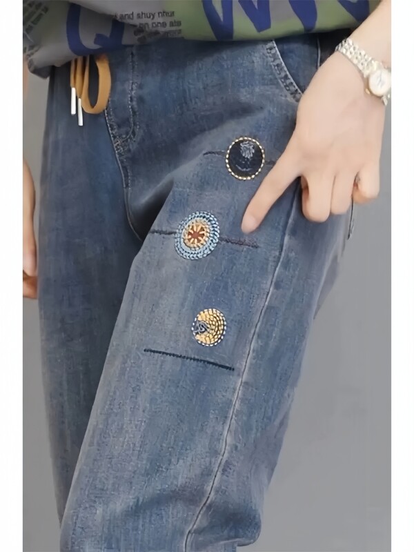 Traper velike veličine Haren jeans ženske elastične široke hlače za mršavljenje proljeće i jesen ležerni vez Ženske hlače pantalones de mujer