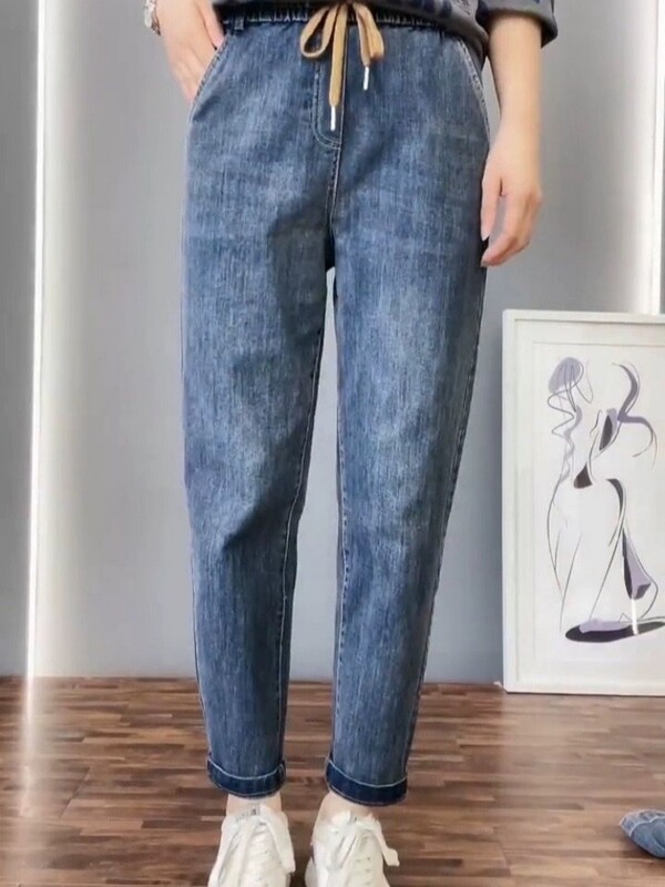 Traper velike veličine Haren jeans ženske elastične široke hlače za mršavljenje proljeće i jesen ležerni vez Ženske hlače pantalones de mujer