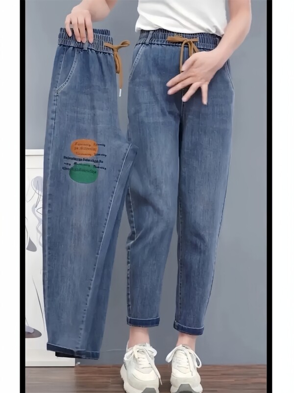 Traper velike veličine Haren jeans ženske elastične široke hlače za mršavljenje proljeće i jesen ležerni vez Ženske hlače pantalones de mujer