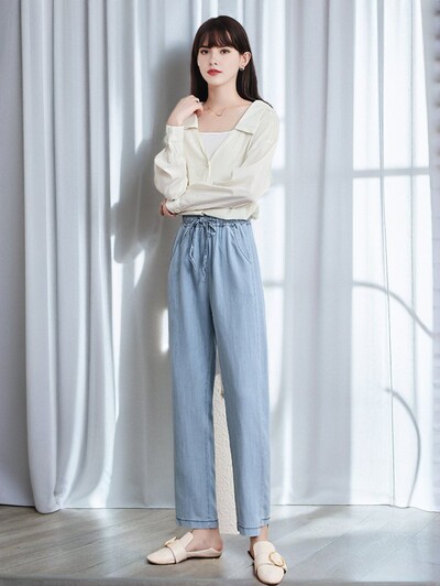 Nove 2024. proljeće ljeto traper traperice za žene plave ili nebesko plave boje visokog elastičnog struka divlje traper hlače hlače Vruća rasprodaja