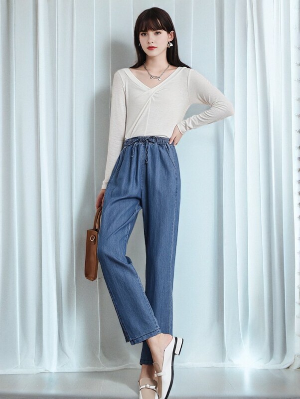 Nove 2024. proljeće ljeto traper traperice za žene plave ili nebesko plave boje visokog elastičnog struka divlje traper hlače hlače Vruća rasprodaja