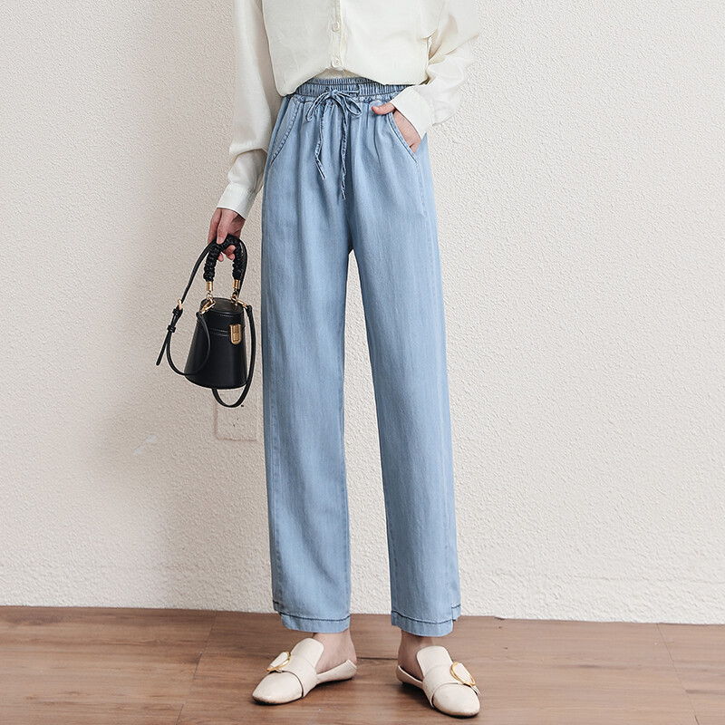 Nove 2024. proljeće ljeto traper traperice za žene plave ili nebesko plave boje visokog elastičnog struka divlje traper hlače hlače Vruća rasprodaja