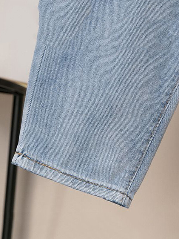 Harem traperice s izvezenim crtežima Vrećaste traper hlače do gležnja na vezanje Spodnie Ravne poderane Vaqueros traperice visokog struka velike veličine