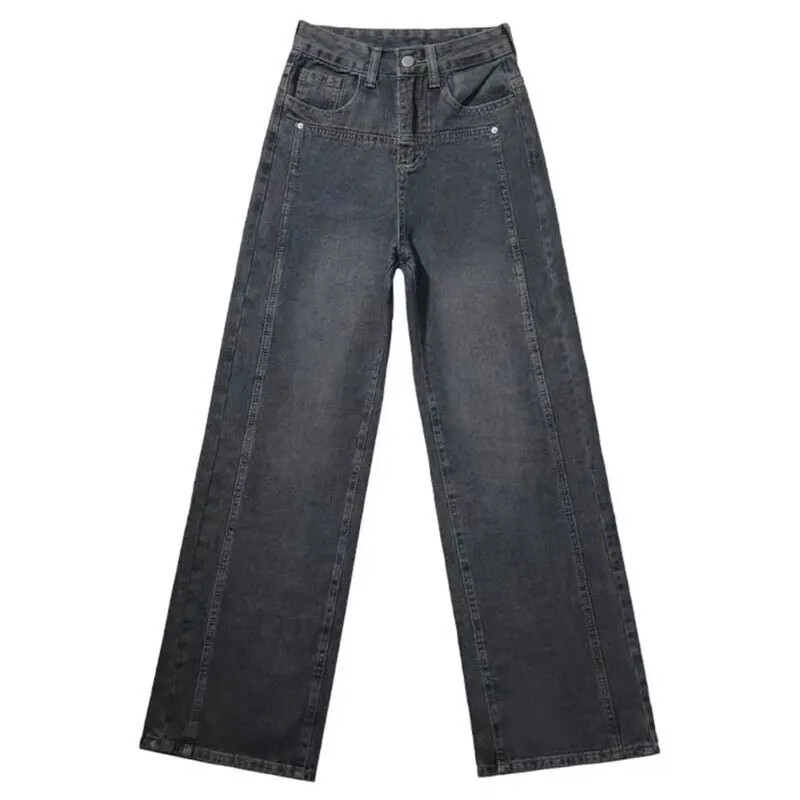 Vintage ψηλόμεσο φαρδύ τζιν Γυναικείο καλοκαιρινό αμερικανικό στυλ Νέο χαλαρό μικρό στενό ίσιο παντελόνι