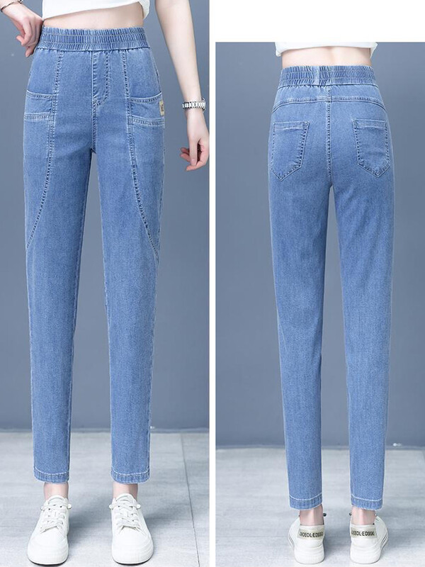Elastične harem traperice visokog pojasa do gležnja Ležerne korejske modne izdržljive kaubojske vintage Vaqueros ulične ženske traper hlače
