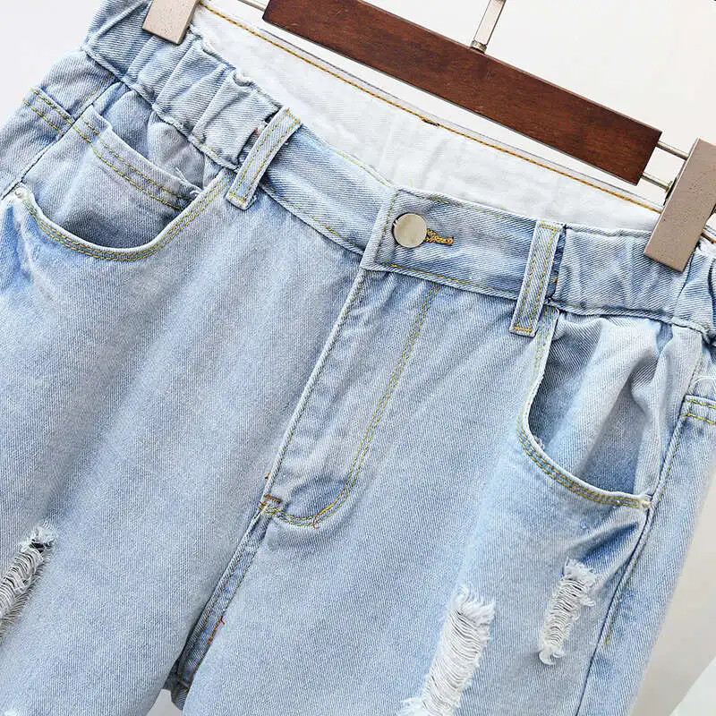 4XL 5XL Blugi Plus Size Femei Pantaloni denim cu talie înaltă Blugi rupti cu găuri libere pentru femei spălate vară toamnă Jean Femme C7419