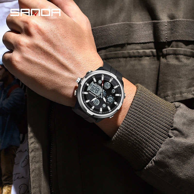 SANDA Κορυφαία ανδρικό πολυλειτουργικό ηλεκτρικό ρολόι εξωτερικού χώρου Φωτεινό ξυπνητήρι Στρατιωτικό αδιάβροχο LED ψηφιακό ρολόι χαλαζία