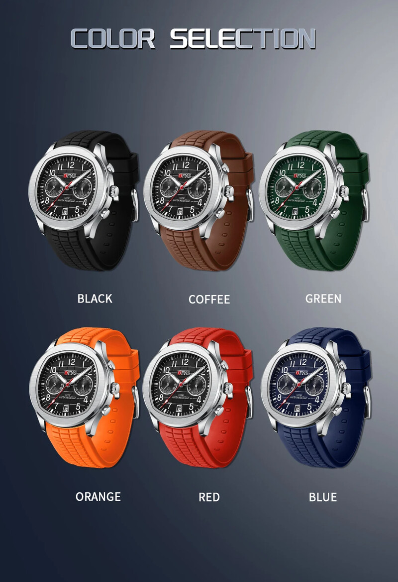 Novi muški kvarcni sat marke OFNS 8020 s dvostrukim okom, kalendarom s pet igala, vodootporan i moderan muški kvarcni sat