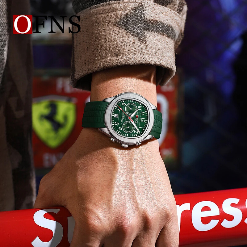 Novi muški kvarcni sat marke OFNS 8020 s dvostrukim okom, kalendarom s pet igala, vodootporan i moderan muški kvarcni sat