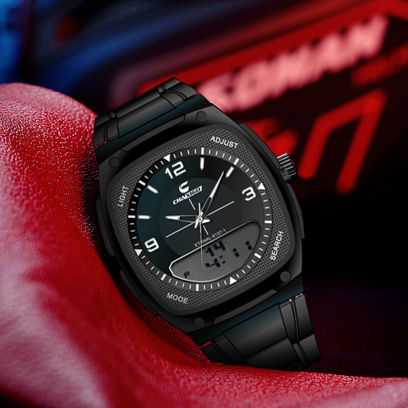 CHAXIGO Luksuzni muški modni trendovski sat s elektroničkim pokazivačem Night Glow Vodootporan, otporan na habanje, muški sat otporan na ogrebotine