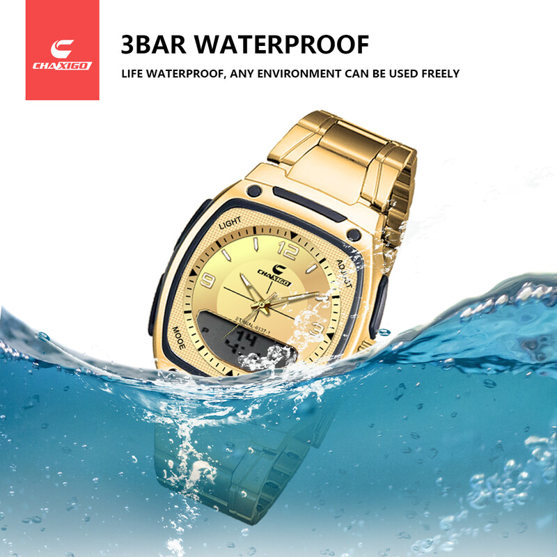 CHAXIGO Luksuzni muški modni trendovski sat s elektroničkim pokazivačem Night Glow Vodootporan, otporan na habanje, muški sat otporan na ogrebotine