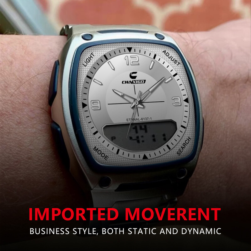 CHAXIGO Luksuzni muški modni trendovski sat s elektroničkim pokazivačem Night Glow Vodootporan, otporan na habanje, muški sat otporan na ogrebotine