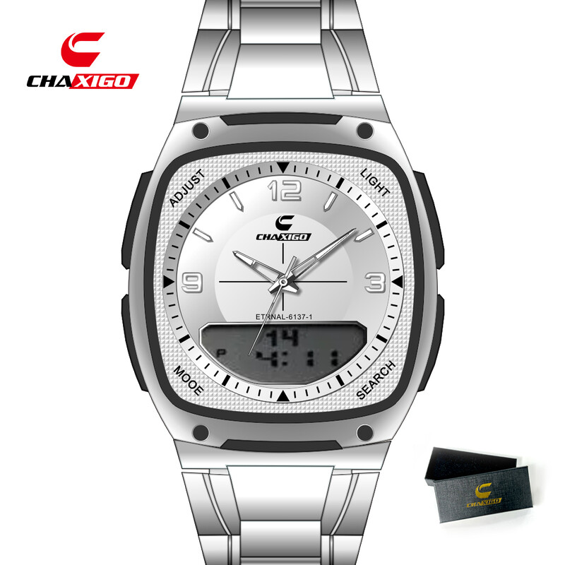 CHAXIGO Luksuzni muški modni trendovski sat s elektroničkim pokazivačem Night Glow Vodootporan, otporan na habanje, muški sat otporan na ogrebotine