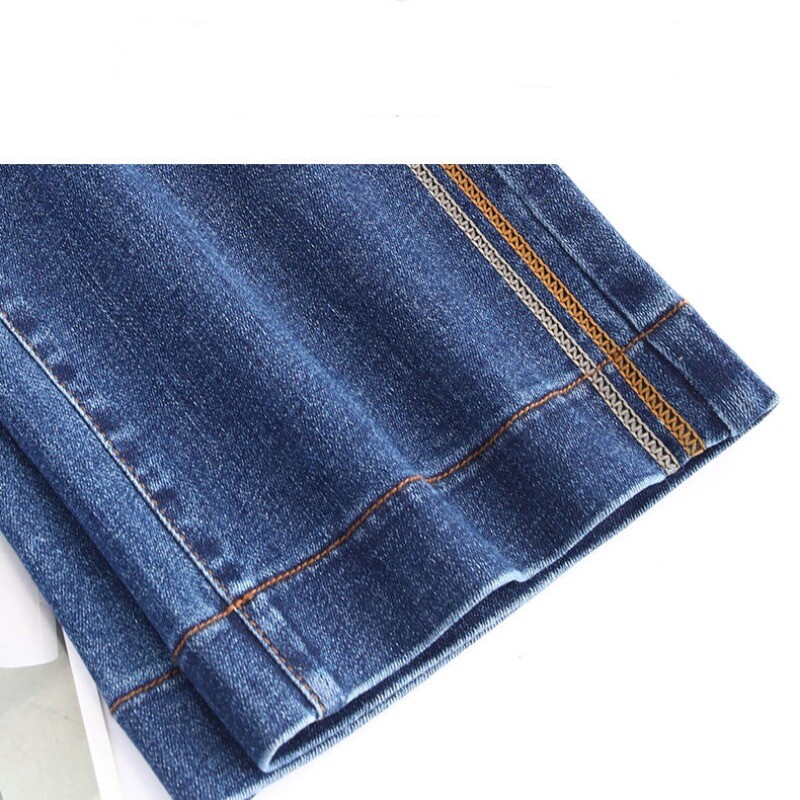 Ženske elastične traperice visokog struka, jednobojne, svijetle linije, elastične traperice 2023., korejske modne hlače ravnih nogavica, proljeće i jesen