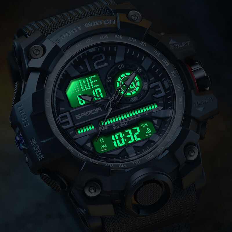 SANDA G stil Muški vojni sportski elektronski sat LED digitalni kvarcni sat s dva zaslona otporan na udarce Vodootporan muški sat Relogio