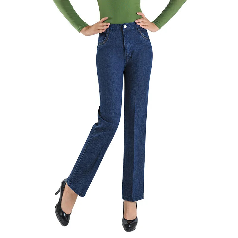 Proljetno/ljetne tanke traperice Ženska ravna cijev labavog struka Mala izvezena mamina haljina