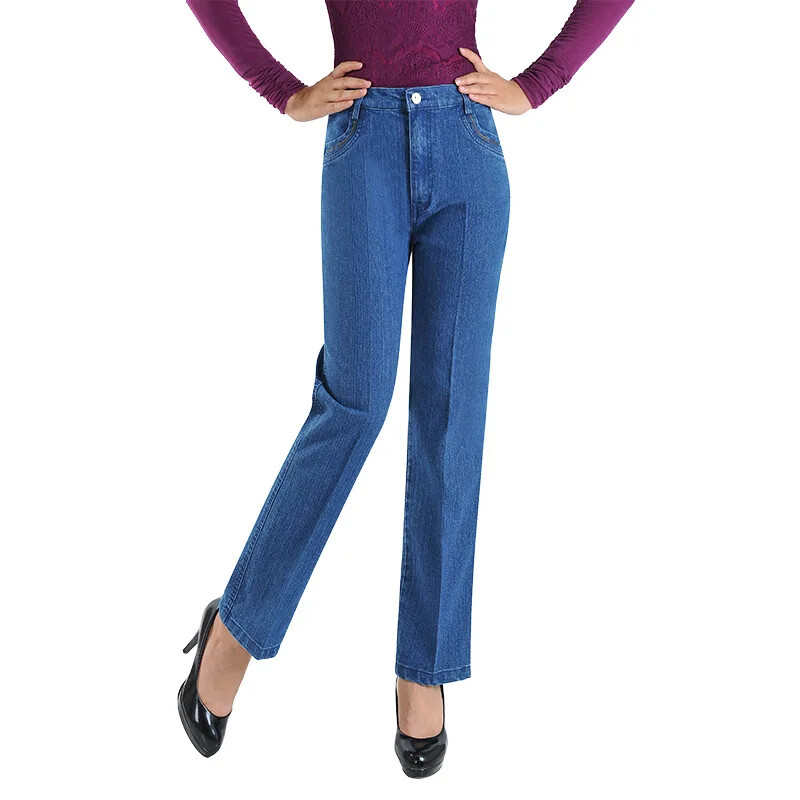 Proljetno/ljetne tanke traperice Ženska ravna cijev labavog struka Mala izvezena mamina haljina