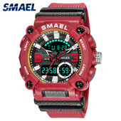 SMAEL Sport Ρολόι Ανδρικά Αδιάβροχα 50M LED Chronograph Electronic Clock Dual Time Zone Quartz Military Wristwatches 8052