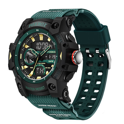 LIGE Modni vojni sat za muškarce Casual Sport Chronograph Ručni sat s alarmom Vodootporni kvarcni sat s dvostrukim digitalnim zaslonom Datum