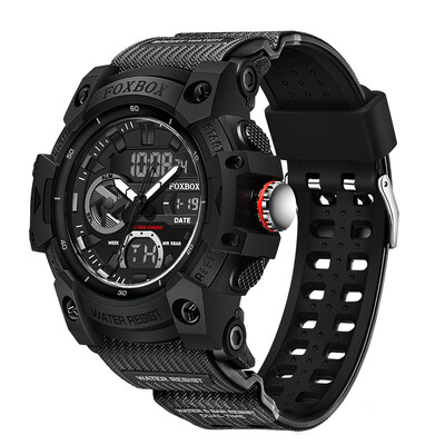 LIGE Modni vojni sat za muškarce Casual Sport Chronograph Ručni sat s alarmom Vodootporni kvarcni sat s dvostrukim digitalnim zaslonom Datum