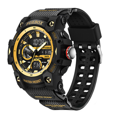 LIGE Modni vojni sat za muškarce Casual Sport Chronograph Ručni sat s alarmom Vodootporni kvarcni sat s dvostrukim digitalnim zaslonom Datum